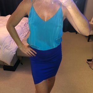 Mason light silk blue, cobalt blue midi dress